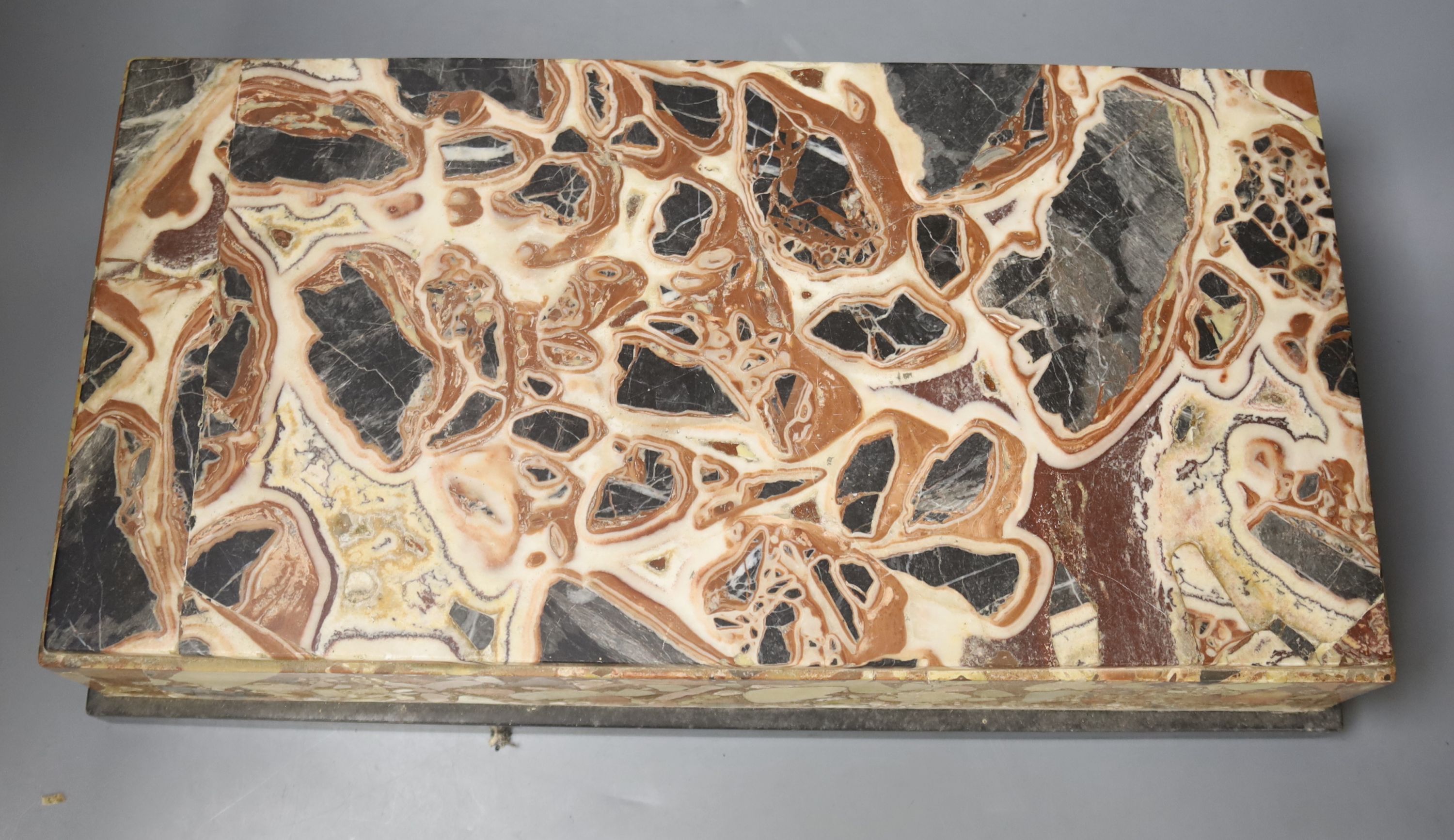 An unusual specimen marble plinth, 48 x 25.5cm